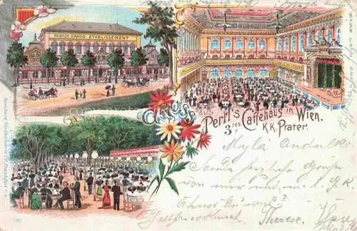 AK / Ansichtskarte WIEN AT Pertl's Caffehaus Grand Etablissement Biergarten Litho