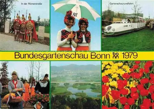 AK / Ansichtskarte BUGA Bundesgartenschau Bonn Tulpen Regenschirm Kleinbahn 