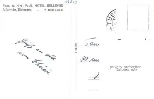 AK / Ansichtskarte Alfermee Tuescherz-Alfermee BE Panorama Hotel Bellevue