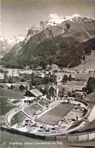 AK / Ansichtskarte Engelberg  OW Alpines Schwimmbad mit Titlis