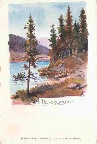 AK / Ansichtskarte DAVOS GR Davosersee Kuenstlerkarte