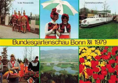 AK / Ansichtskarte BUGA Bundesgartenschau Bonn Regenschirm Kleinbahn Roemerstrasse 
