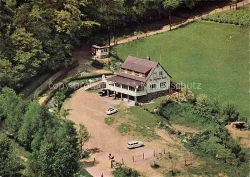 AK / Ansichtskarte Reichenbach Odenwald Lautertal Bergstrasse Hessen Gaststaette zur Siegfriedsquelle Fliegeraufnahme