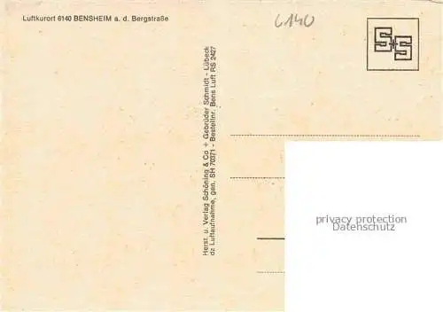 AK / Ansichtskarte Bensheim Bergstrasse Fliegeraufnahme