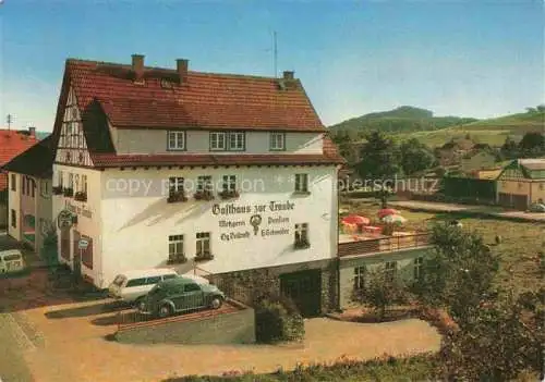 AK / Ansichtskarte Winterkasten Lindenfels Hessen Gasthaus zur Traube mit Metzgerei