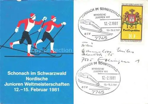 AK / Ansichtskarte Schonach  Schwarzwald BW Nordische Junioren Weltmeisterschaften 1981 Plakat