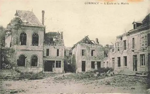 AK / Ansichtskarte Cormicy REIMS 51 Marne Ecole et la Mairie Ruines Grande Guerre Truemmer 1. Weltkrieg