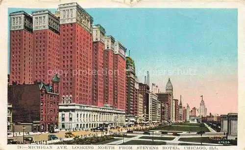 AK / Ansichtskarte CHICAGO  Illinois USA Michigan Avenue looking north from Stevens Hotel Illustration