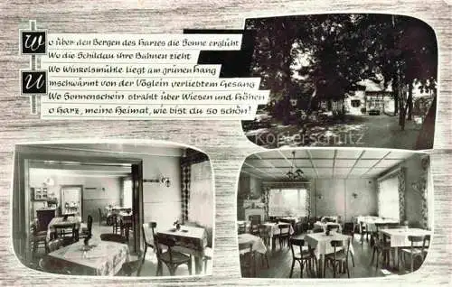 AK / Ansichtskarte Seesen Harz Gaststaette Winkelsmuehle Gastraum Garten