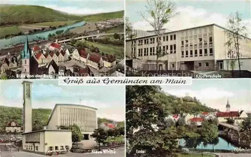 AK / Ansichtskarte Gemuenden  Main Panorama Blick von der Burg Klosterschule Kirche