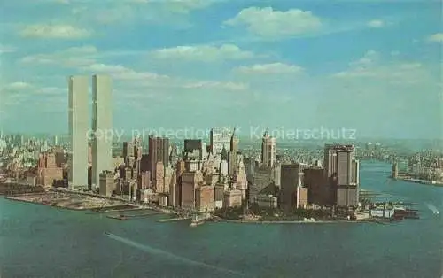 AK / Ansichtskarte NEW YORK City USA Aerial view of Manhattan Twin Towers