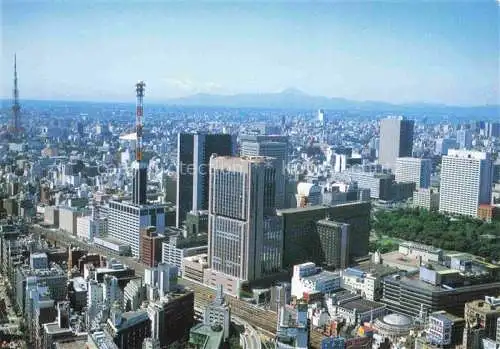 AK / Ansichtskarte Tokyo TOKIO Japan Imperial Hotel Hibiya Park Mt. Fuji in the distance aerial view