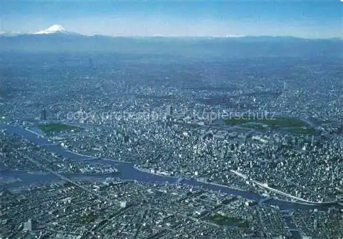 AK / Ansichtskarte Tokyo TOKIO Japan Panorama Sumida River snow-capped Mt. Fuji in the distance aerial view