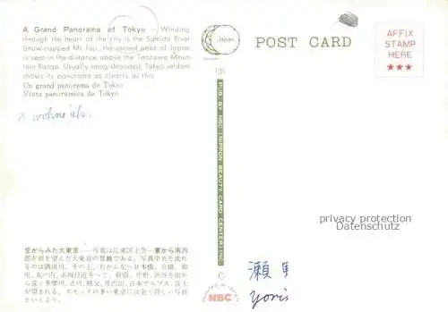 AK / Ansichtskarte Tokyo TOKIO Japan Panorama Sumida River snow-capped Mt. Fuji in the distance aerial view