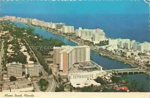 AK / Ansichtskarte Miami Beach Florida USA Aerial view of Skyline Indian Creek and the Atlantic Ocean