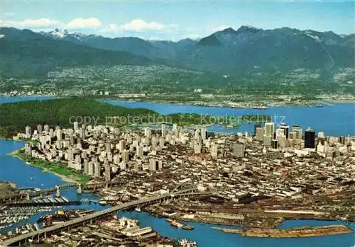 AK / Ansichtskarte VANCOUVER BC Canada Aerial view of downtown Burrard Inlet and North Shore Mountains