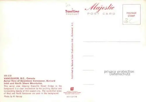 AK / Ansichtskarte VANCOUVER BC Canada Aerial view of downtown Burrard Inlet and North Shore Mountains