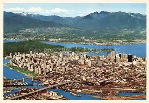 AK / Ansichtskarte VANCOUVER BC Canada Aerial view of downtown Burrard Inlet and North Shore Mountains
