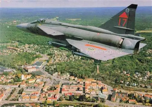 AK / Ansichtskarte Ronneby Sweden JA 37 Jagtviggen ur F17 Jagdflieger Stempel Jubilaeumsflugtage