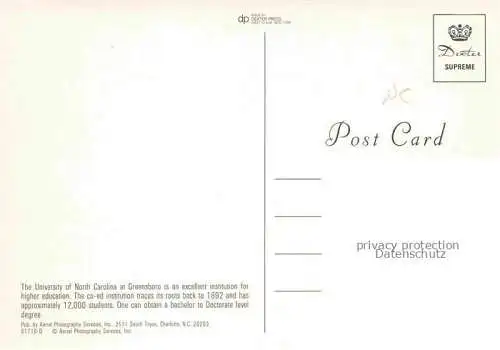 AK / Ansichtskarte Greensboro North Carolina USA University of North Carolina aerial view