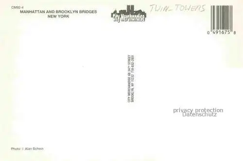 AK / Ansichtskarte NEW YORK City USA Manhattan and Brooklyn Bridges Twin Towers aerial view