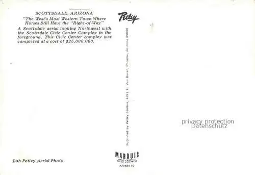 AK / Ansichtskarte Scottsdale Arizona USA Aerial view looking Northwest Scottsdale Civic Center Complex in the foreground