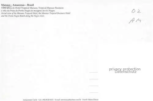 AK / Ansichtskarte Manaus Amazonas Brazil Aerial view of the Manaus Tropical Hotel Ponta Negra Beach along Negra River