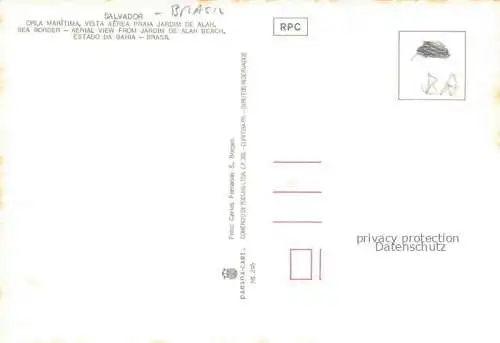 AK / Ansichtskarte Salvador Bahia Brasil Sea Border aerial view from Jardim de Alah Beach