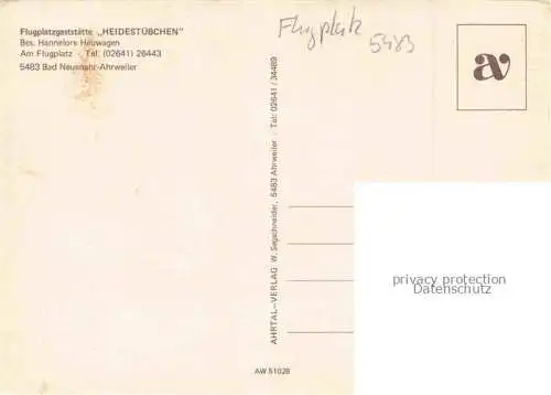 AK / Ansichtskarte BAD NEUENAHR-AHRWEILER Flugplatzgaststaette Heidestuebchen Gastraeume Flugplatz