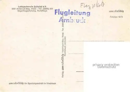 AK / Ansichtskarte Arnbruck Flugplatz Segelflugschule