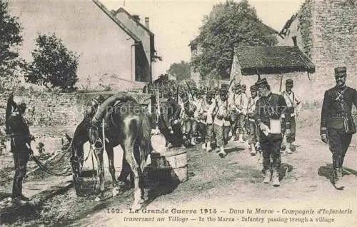 AK / Ansichtskarte Marne 51 Region Reims Compagnie d'Infanterie traversant un village Grande Guerre 1914-18