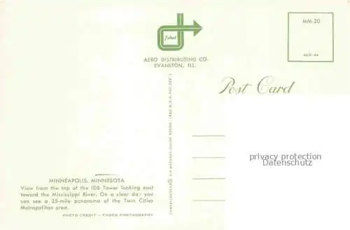 AK / Ansichtskarte Minneapolis Minnesota USA View from the top of the IDS Tower looking east Mississippi River