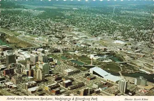 AK / Ansichtskarte Spokane Washington USA Aerial view downtown and Riverfront Park