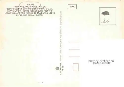 AK / Ansichtskarte Itabuna Bahia Brazil Aerial view Olinto Leone Square Banco do Brasil Building