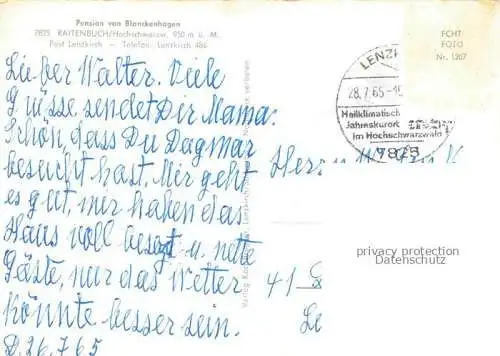 AK / Ansichtskarte Raitenbuch Lenzkirch Breisgau-Hochschwarzwald BW Pension von Blanckenhagen