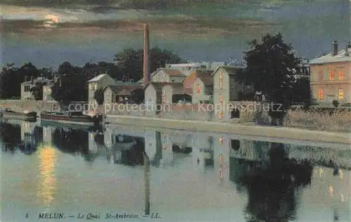 AK / Ansichtskarte Melun 77 Seine-et-Marne Quai St Ambroise au clair de lune