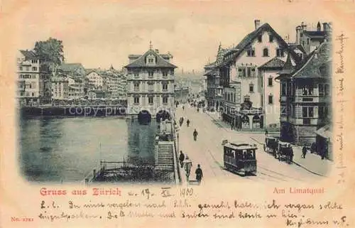 AK / Ansichtskarte ZueRICH  ZH Partie am Limatquai Strassenbahn