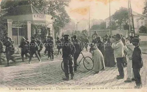 AK / Ansichtskarte Lagny-Thorigny 77 L'Infanterie anglaise arrivant par la Rue de Claye Grande Guerre
