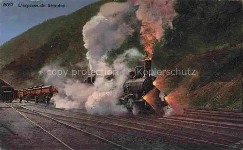 AK / Ansichtskarte Simplon 2500m VS L'express de Simplon Chemin de fer Dampflokomotive