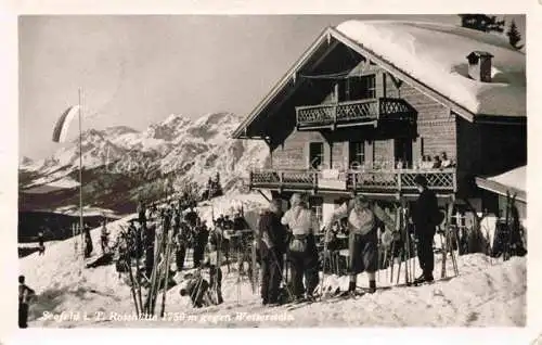 AK / Ansichtskarte Seefeld Tirol AT Rosshuette Berghuette Wintersportplatz Blick gegen Wetterstein