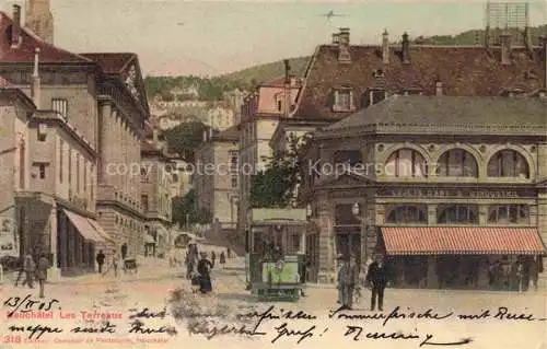 AK / Ansichtskarte Neuchatel NE Les Terreaux Tram