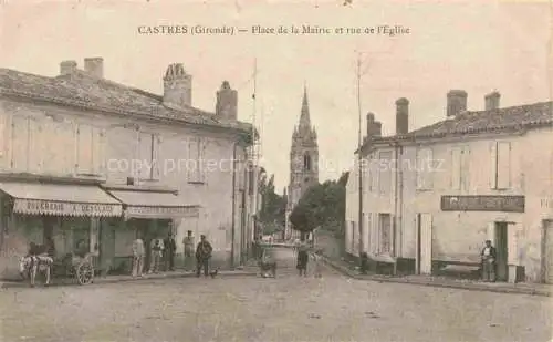 AK / Ansichtskarte Castres-Gironde Bordeaux 33 Gironde Place de la Mairie et rue de l'Eglise