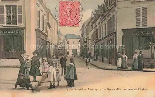 AK / Ansichtskarte Saint-Leu-Taverny La Grande Rue au coin de l'Eglise