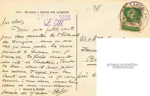 AK / Ansichtskarte St Imier Courtelary BE Usines des Longines