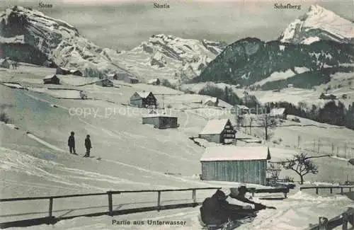 AK / Ansichtskarte Unterwasser  Toggenburg SG Winterpanorama mit Stoss Saentis und Schafberg