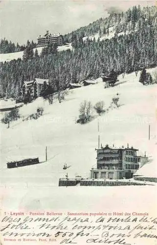AK / Ansichtskarte Leysin VD Pension Bellevue Sanatorium populaire et Hotel des Chamois