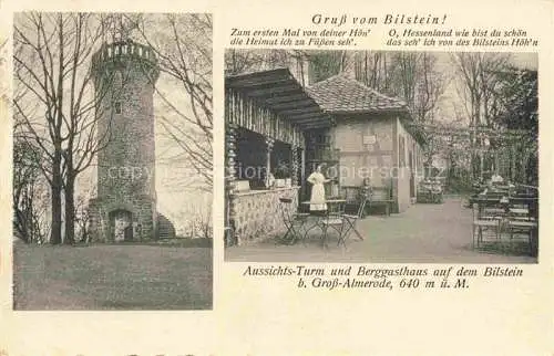 AK / Ansichtskarte Grossalmerode Gross-Almerode Hessen Aussichtsturm Berggasthaus auf dem Bilstein Feldpost