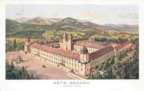 AK / Ansichtskarte Seckau Steiermark AT Panorama Abtei Kuenstlerkarte