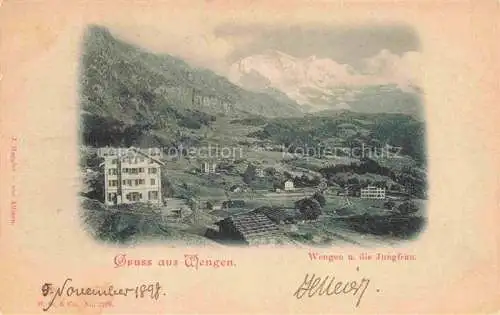 AK / Ansichtskarte Wengen  BE Panorama Blick gegen Jungfrau Berner Alpen