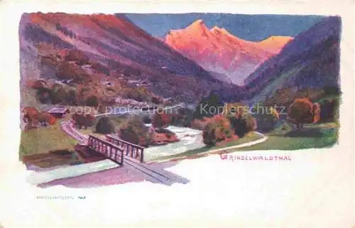AK / Ansichtskarte Grindelwald BE Panorama Grindelwaldtal Berner Alpen Kuenstlerkarte